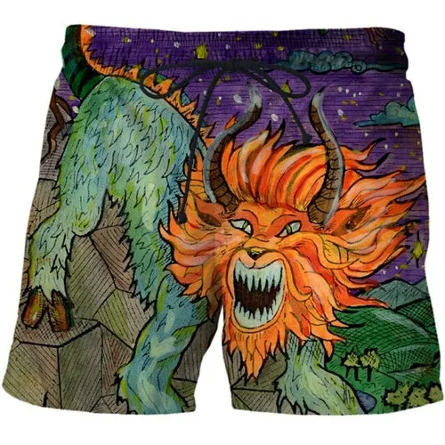 3D Shorts Cerberus Printed Casual Swimming Beach Shorts Fashion