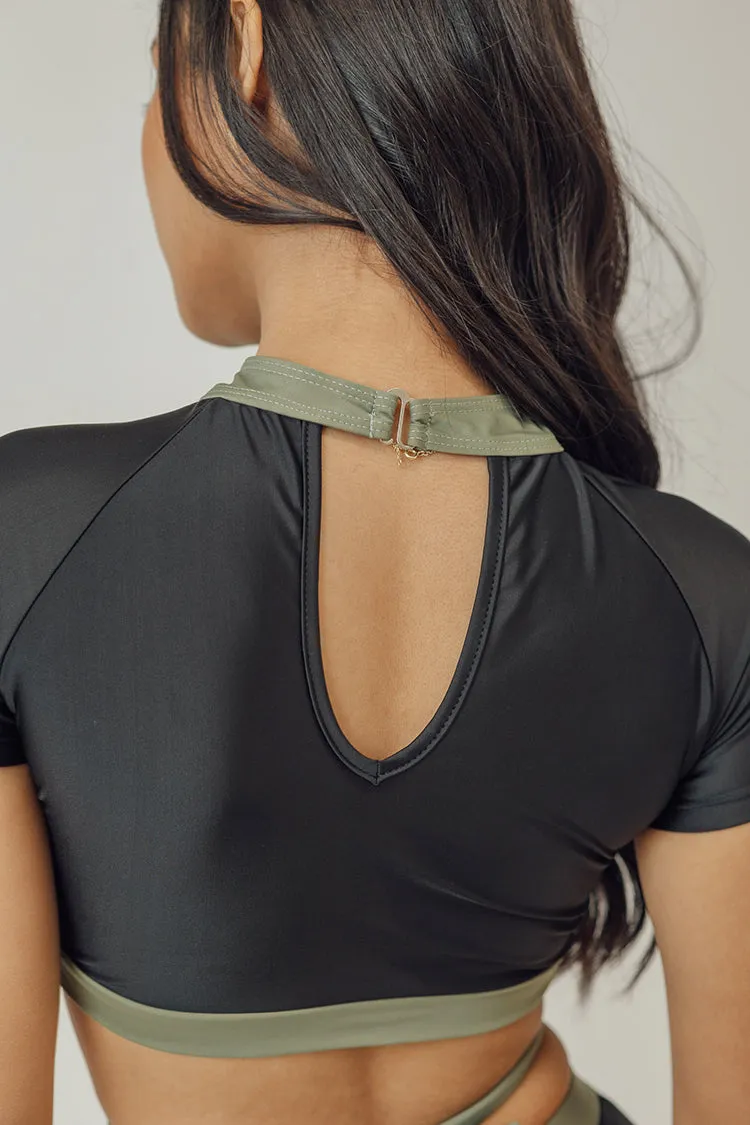 Aleena Color Block Rashguard High Waist Set
