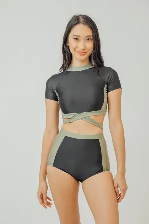 Aleena Color Block Rashguard High Waist Set