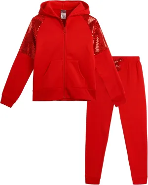Angel Face Girls Jogger Set - 2 Piece Soft Fleece Pullover Hooded Sweatshirt and Jogger Sweatpants for Girls (Sizes: 7-16)