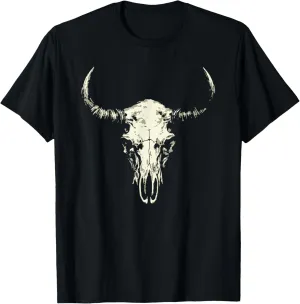 Bison Skull American Buffalo Minimalist Punk Core T-Shirt