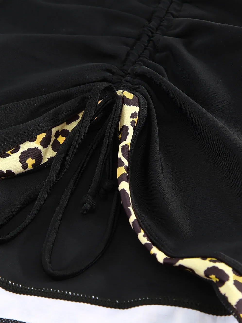 Black and Leopard Print Tankini Set