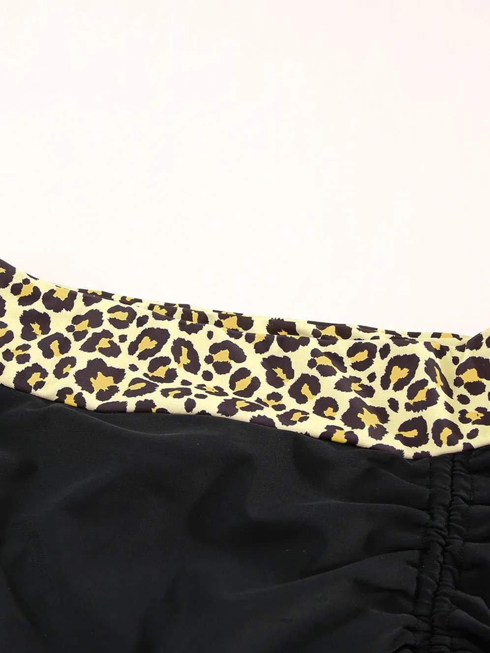Black and Leopard Print Tankini Set
