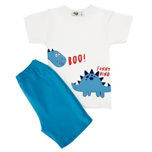 Boys summer pajama set Dinasour t-shirt   Blue shorts
