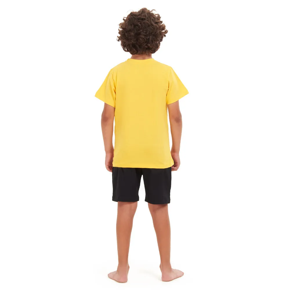Boys summer pajama set Formula Bears t-shirt  Black shorts