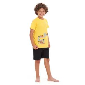 Boys summer pajama set Formula Bears t-shirt  Black shorts