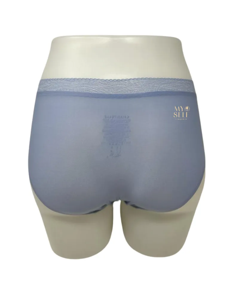 Chantelle Chambray Blue Stretch Hipster with Lace One Size