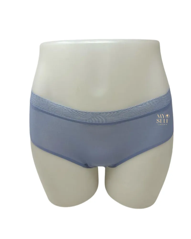 Chantelle Chambray Blue Stretch Hipster with Lace One Size