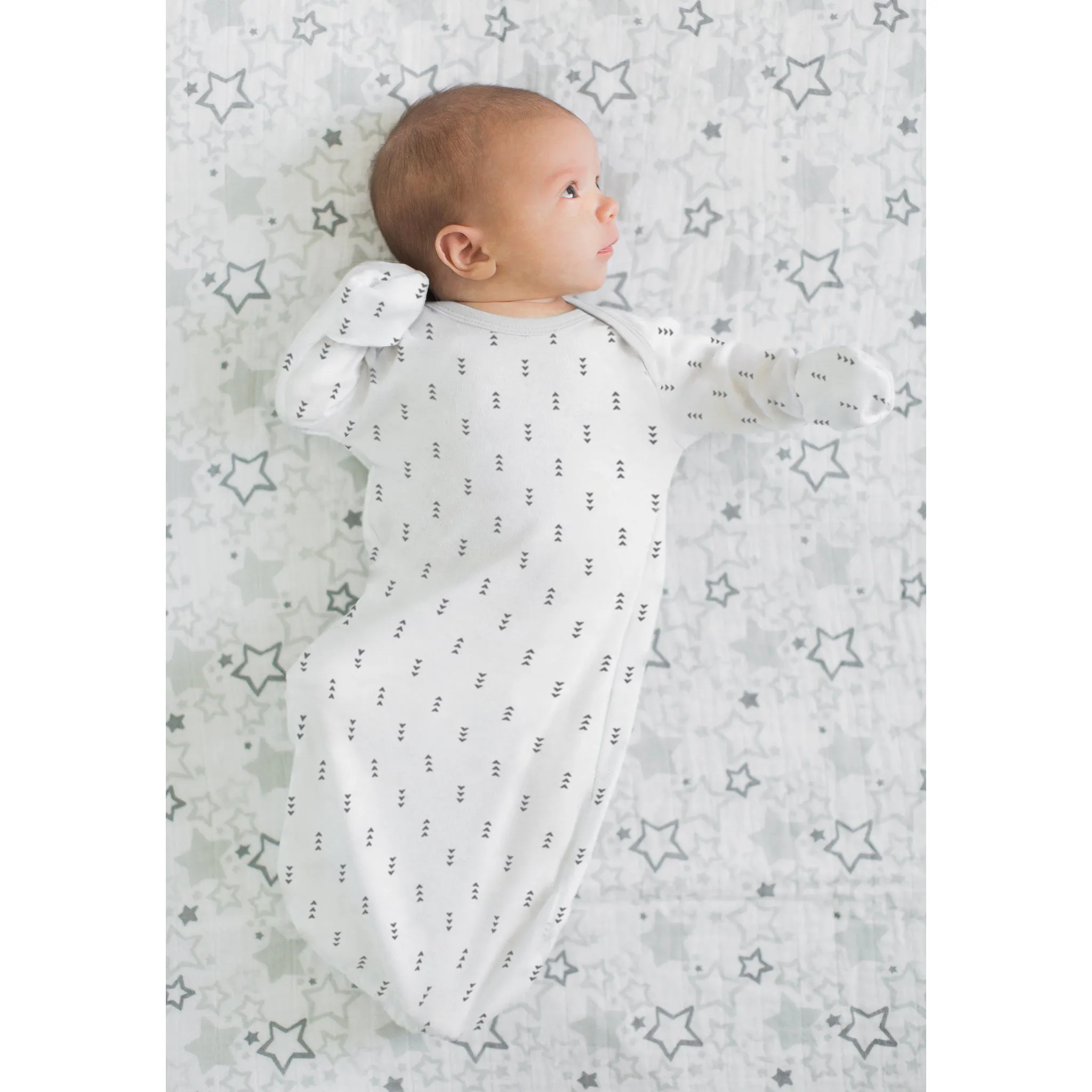 Cotton Knit Non-Weighted zzZipMe Sack Set - Tiny Arrows,  Soft Black & Gray