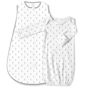 Cotton Knit Non-Weighted zzZipMe Sack Set - Tiny Arrows,  Soft Black & Gray