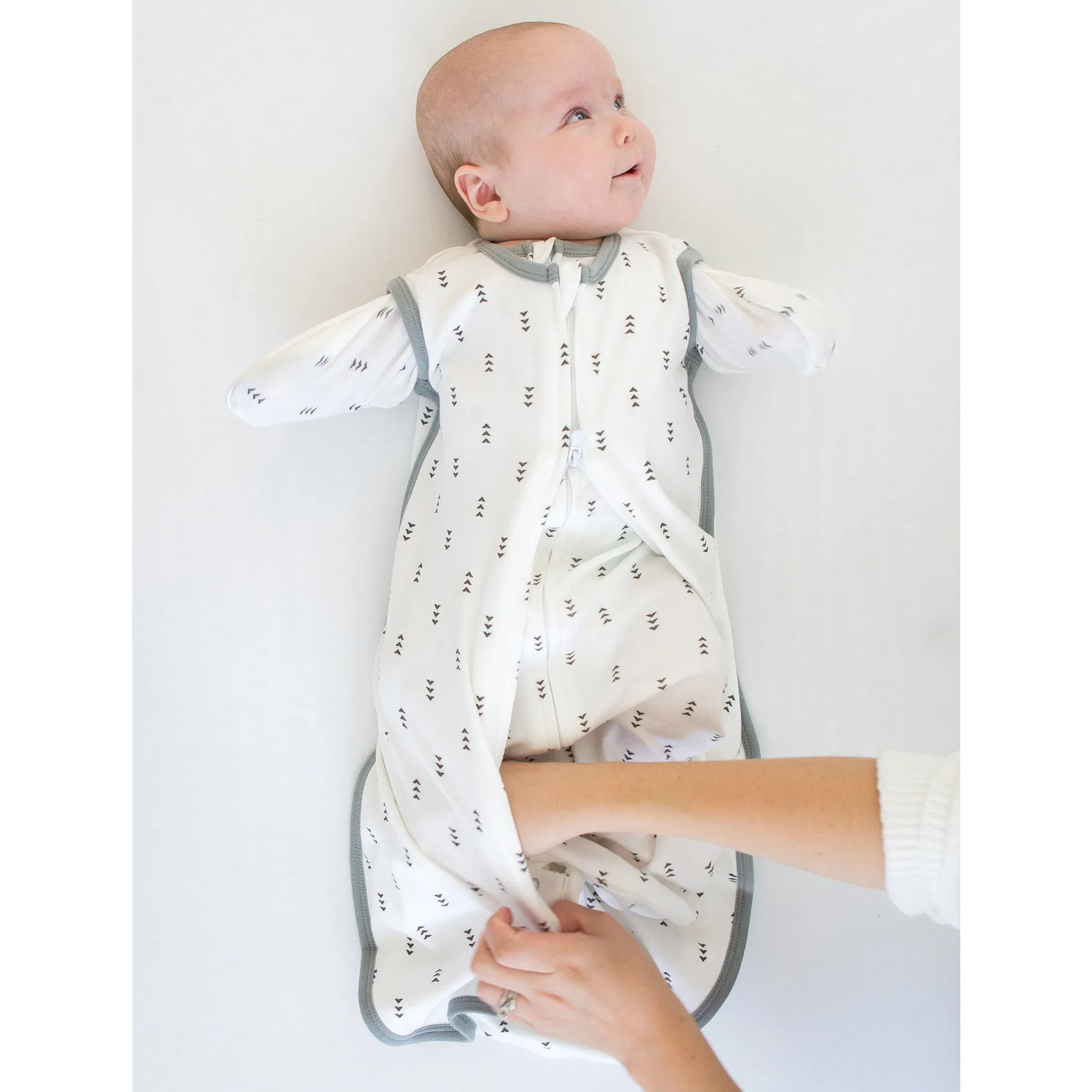 Cotton Knit Non-Weighted zzZipMe Sack Set - Tiny Arrows,  Soft Black & Gray