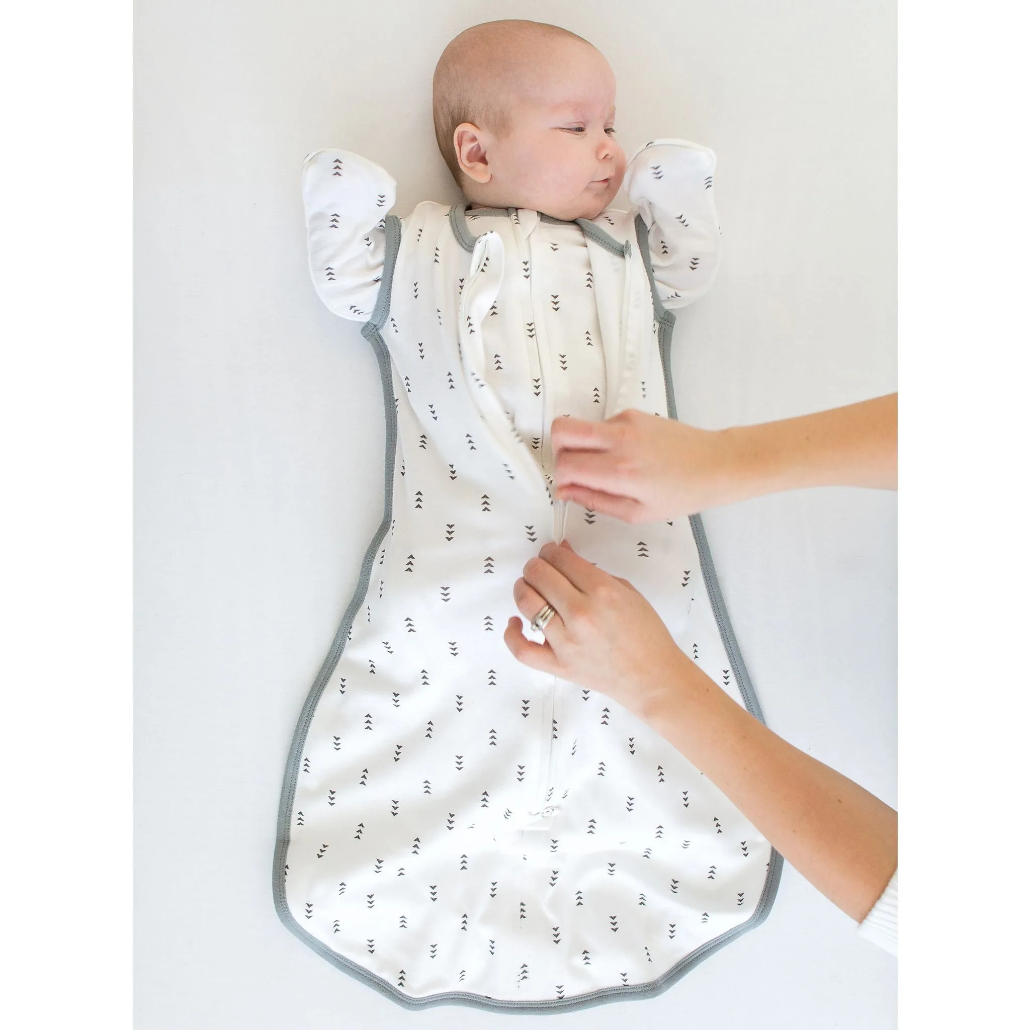 Cotton Knit Non-Weighted zzZipMe Sack Set - Tiny Arrows,  Soft Black & Gray