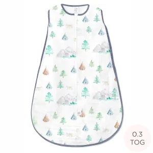 Cotton Muslin Non-Weighted zzZipMe Sack - Watercolor Mountains & Trees - In the Wild