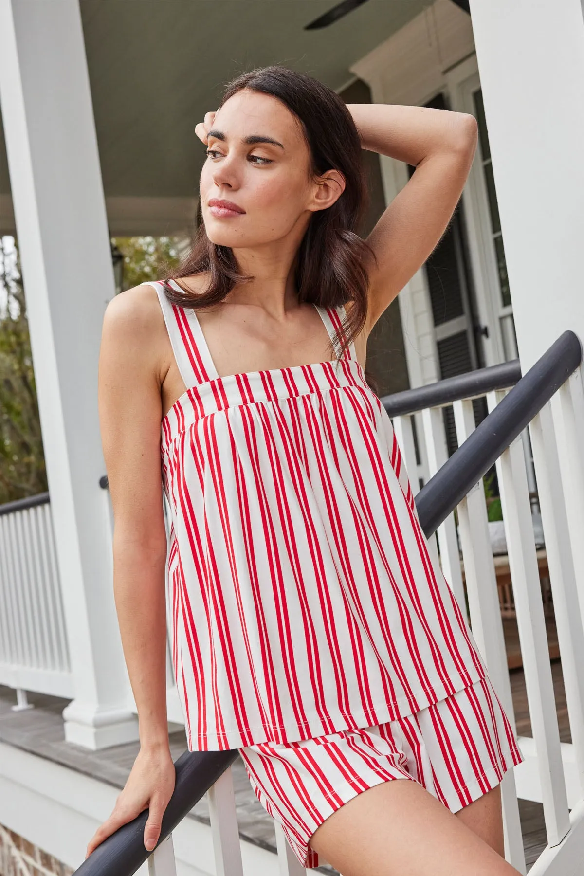 DreamModal Daydream Shorts Set in Geranium Regalia Stripe