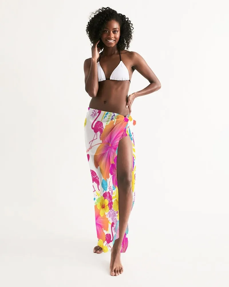 Flamingos Hibiscus Floral Swimsuit Cover Up