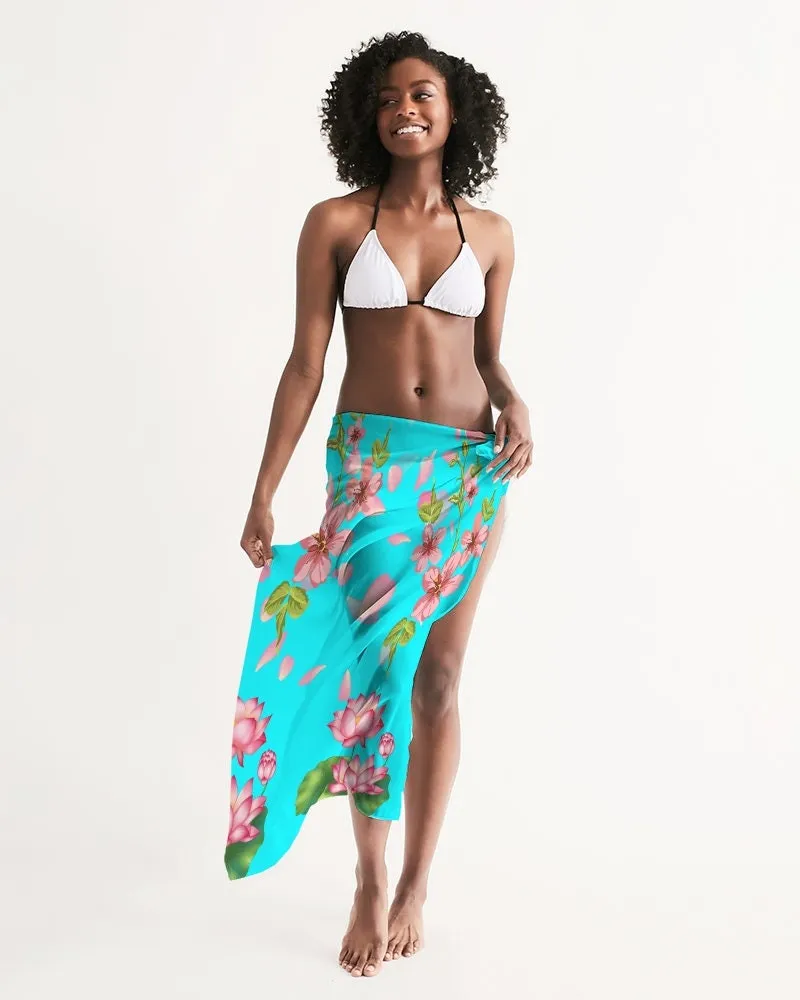 Floral Lotus Turquoise Swimsuit Cover-up