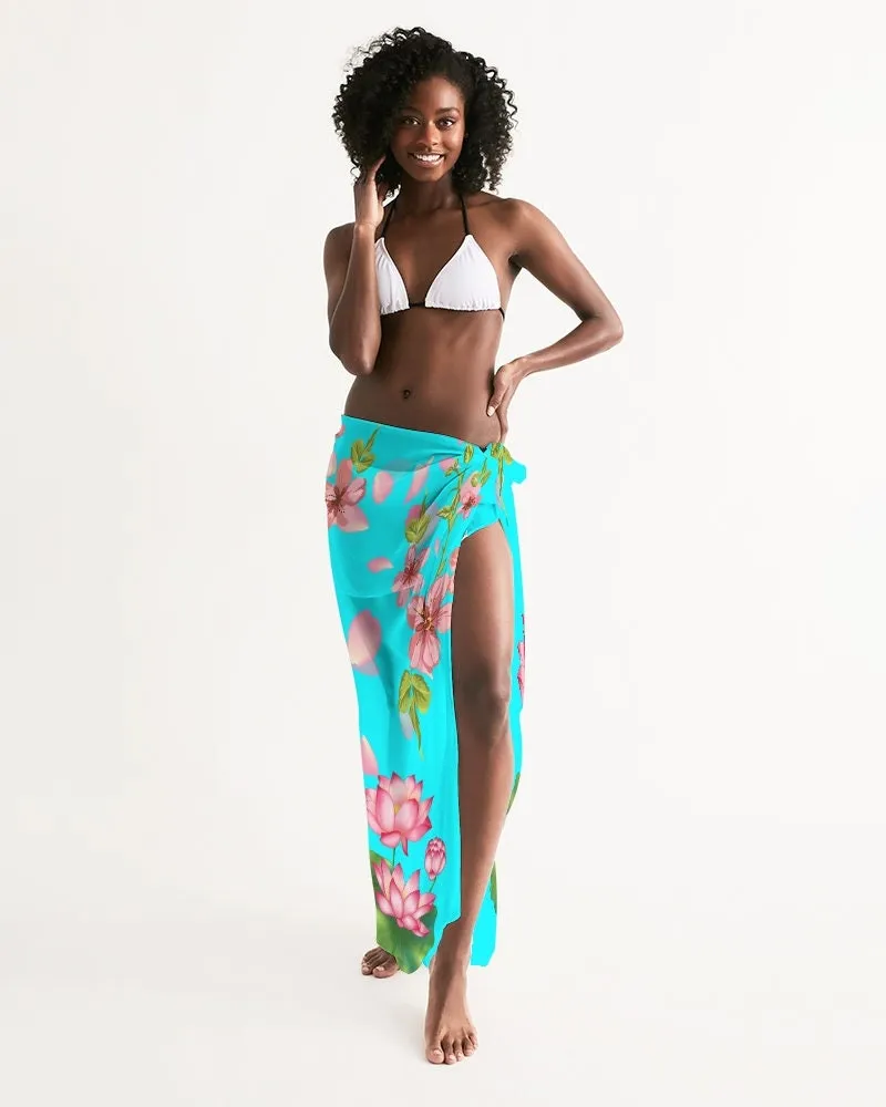 Floral Lotus Turquoise Swimsuit Cover-up
