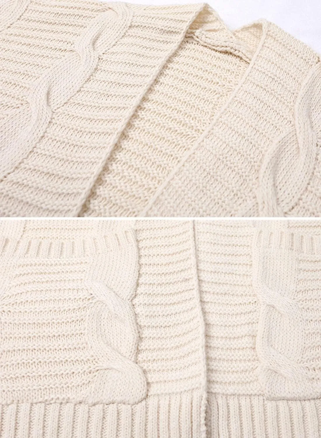 futurino Knit Cardigan Women's Chunky Open Front Outwear Cover Up with Pockets