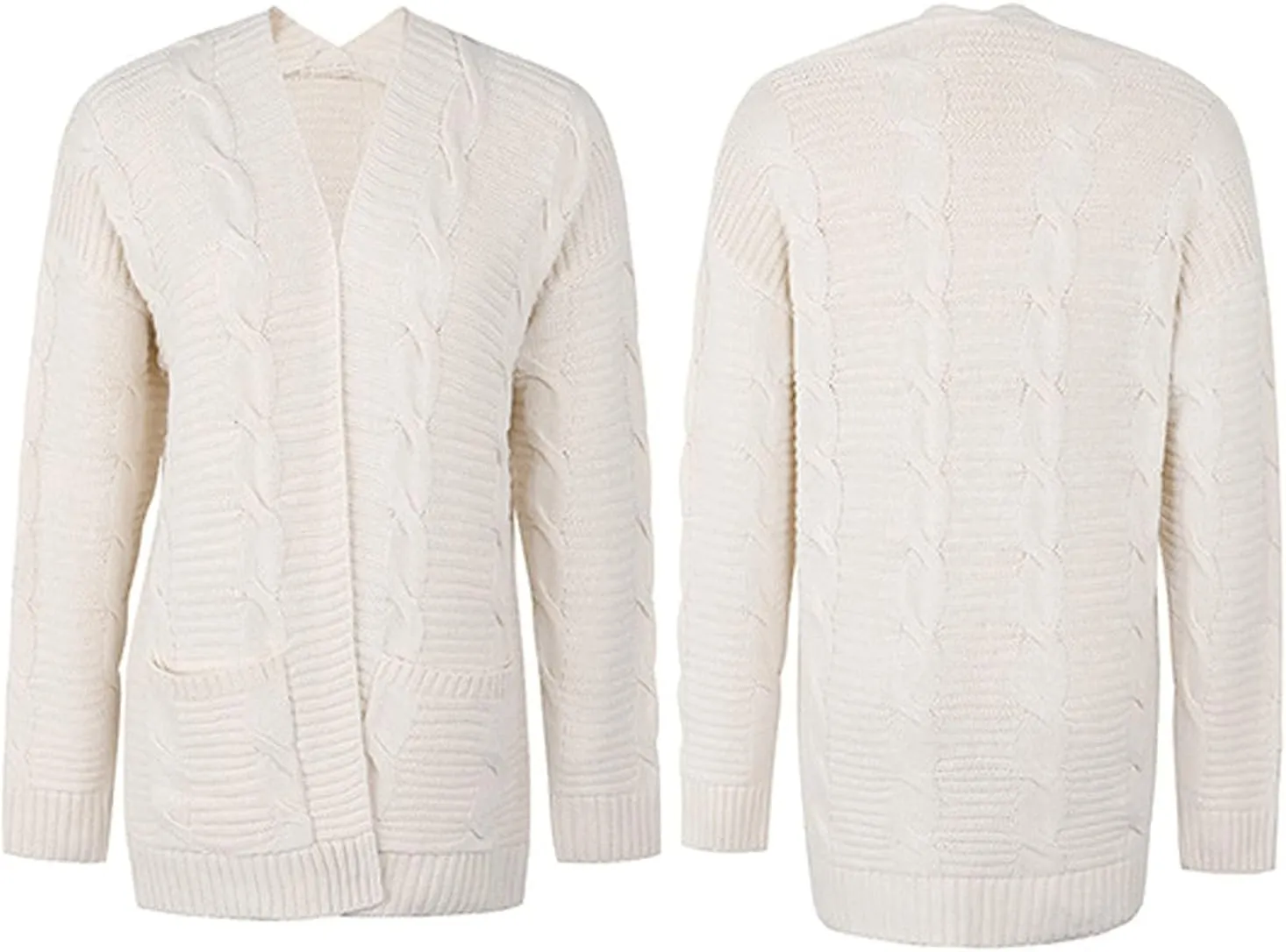 futurino Knit Cardigan Women's Chunky Open Front Outwear Cover Up with Pockets