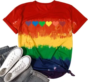 Gay Pride Shirts Women Rainbow Graphic Tee Love Wins T Shirt LGBT Equality Shirts Casual Summer Short Sleeve Tops