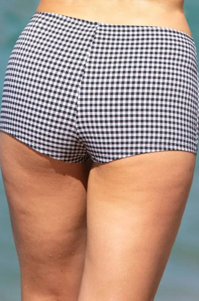 Gingham Boyleg Swim Bottoms (Gingham) Available in sizes 18 and 20 only
