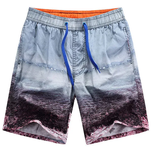 Hawaiian Style Seaside Printing Icy Cotton Breathable Loose Beoard Shorts for Men