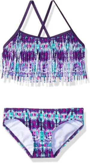 Kanu Surf Girls' Kelly Beach Sport Fringe 2-Piece Bikini Swimsuit