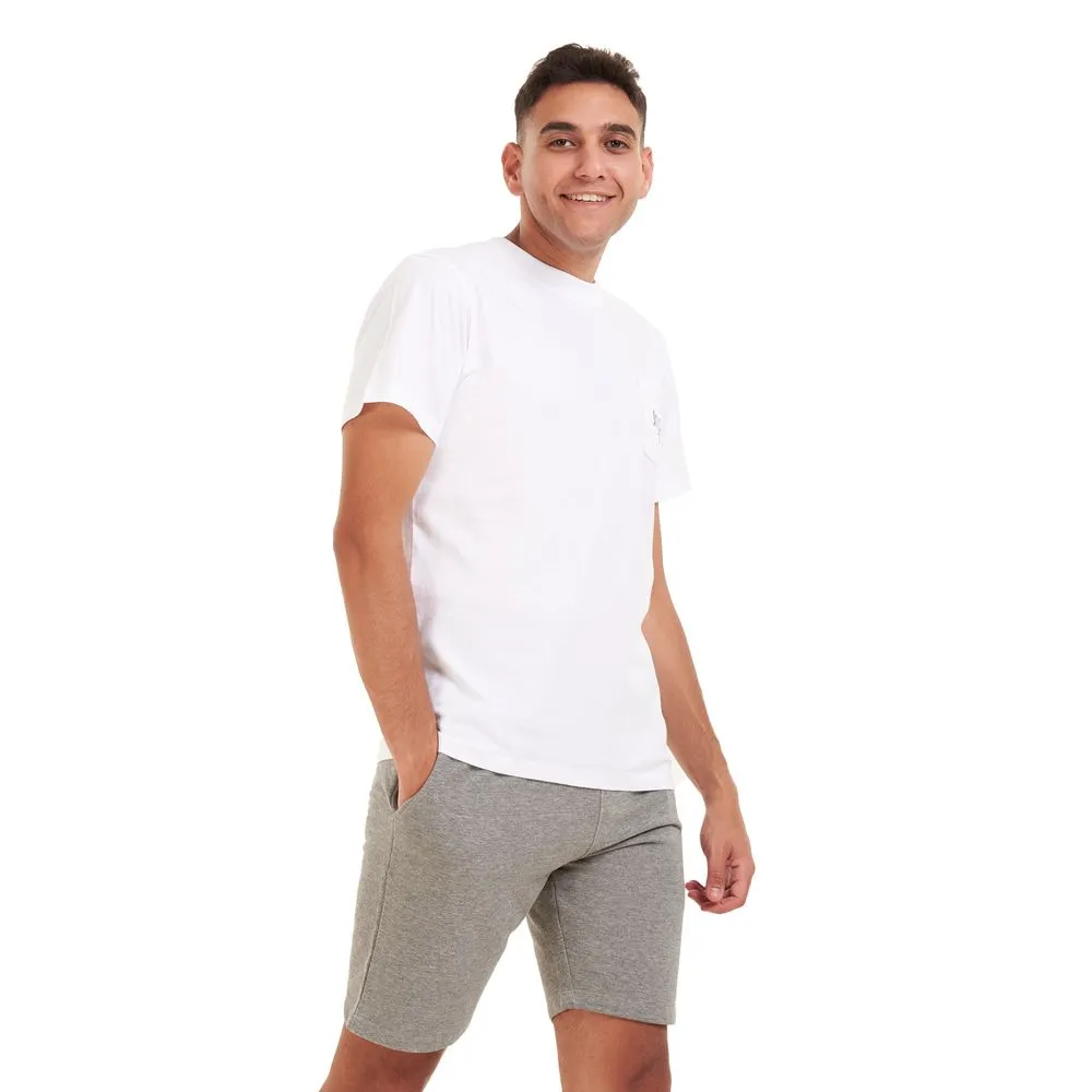 Men summer pajama set White t-shirt  grey shorts