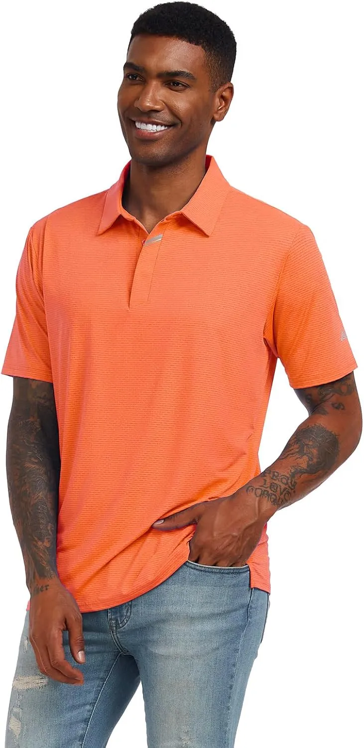 Men's Short Sleeve Polo Shirt Stretch Solid Performance Golf Shirts Moisture Wicking Athletic Casual Collared T-Shirt