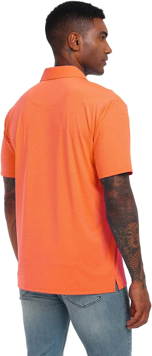 Men's Short Sleeve Polo Shirt Stretch Solid Performance Golf Shirts Moisture Wicking Athletic Casual Collared T-Shirt