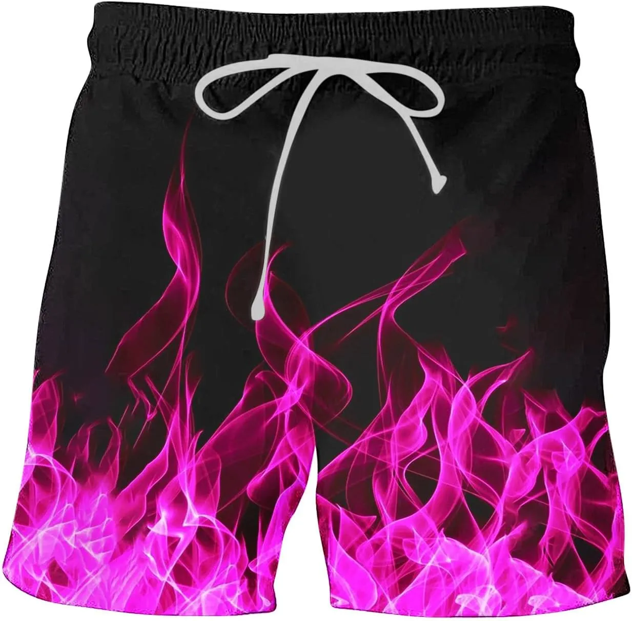 Muscularfit Swimsuit for Men 2024 Trendy Drawstring Quick Dry Swim Trunks with Pockets Casual Flame Print Beach Bathing Suits