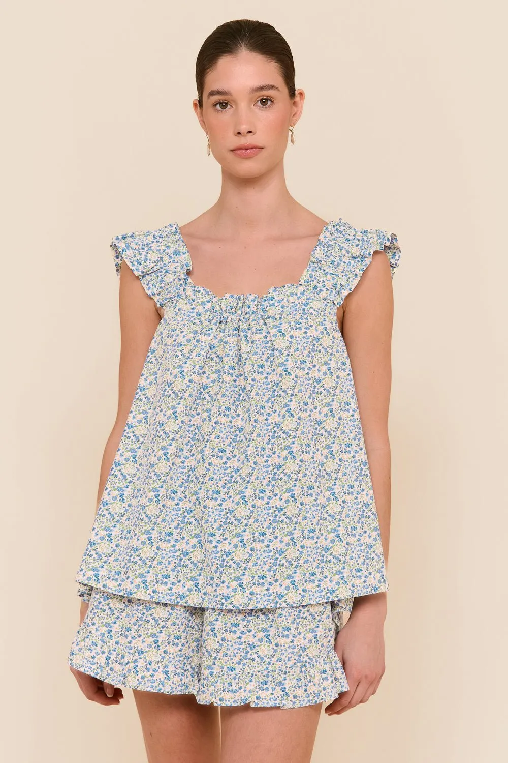 Nicolette Sleep Set - Cotton - Floret Blue
