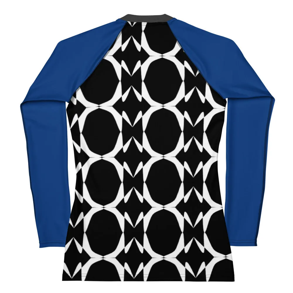 Origen Destination |On-Arrival Point of Origen Symbol-inspired Women's Gray/Blue Rash Guard