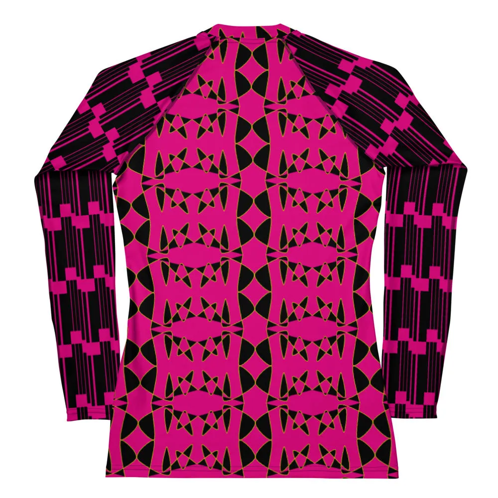 Origen Destination |On-Arrival Point of Origen Women's Fuchsia Symbol-inspired Rash Guard