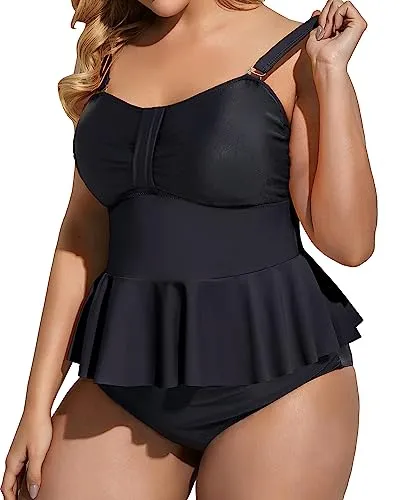 Plus Size Two Piece High Waisted Swimsuits