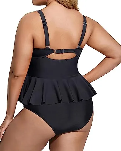 Plus Size Two Piece High Waisted Swimsuits