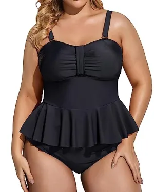 Plus Size Two Piece High Waisted Swimsuits