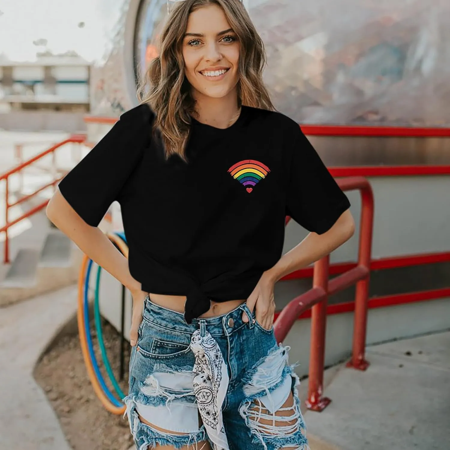 Pride Shirt Women LGBTQ Equality Shirts Rainbow Shirt Heart Graphic Tees Casual Summer Short Sleeve Tops