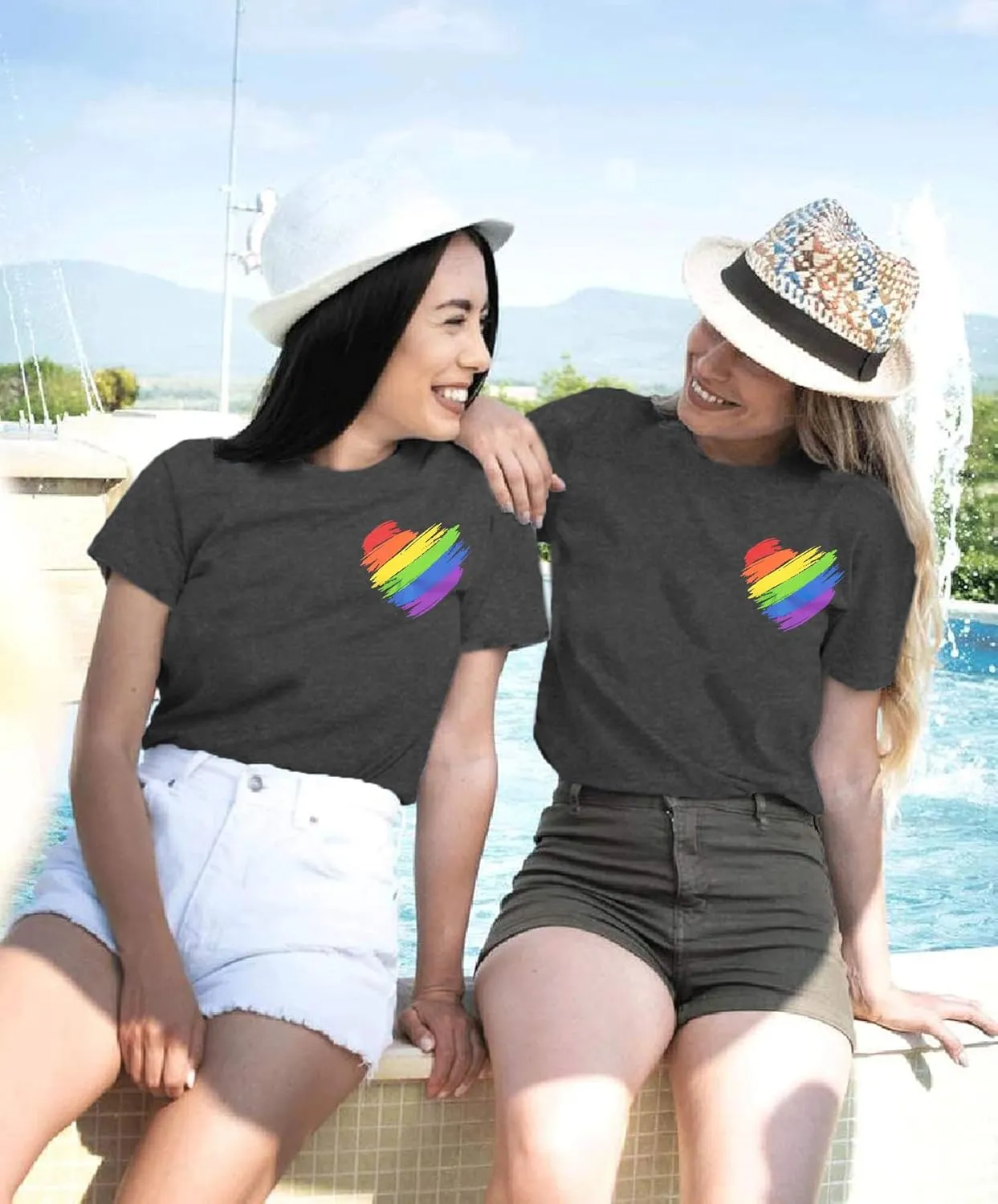 Pride Shirt Women LGBTQ Equality Shirts Rainbow Shirt Heart Graphic Tees Casual Summer Short Sleeve Tops