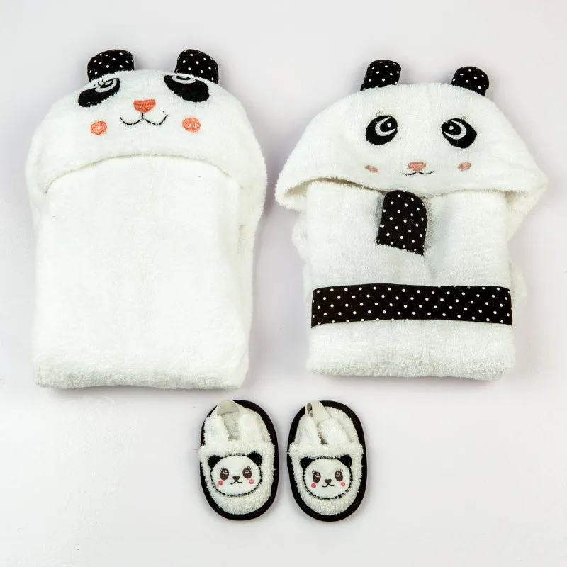 "Spa Time" New Born Gift Set (Panda) with Hooded Towel