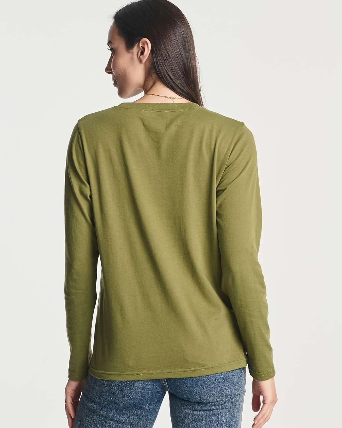 Real Essentials 4 Pack: Women's Cotton Classic-Fit Long-Sleeve Crewneck T-Shirt (Available in Plus Size)
