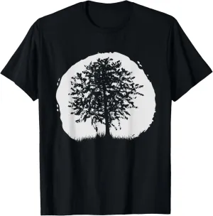Retro Full Moon & Minimalist Pine Tree Vintage Graphic T-Shirt