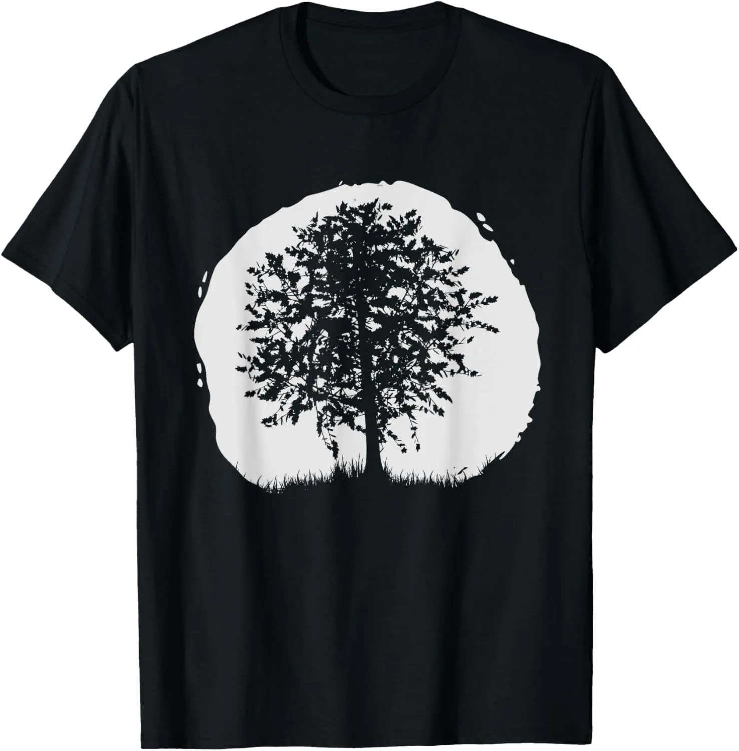 Retro Full Moon & Minimalist Pine Tree Vintage Graphic T-Shirt
