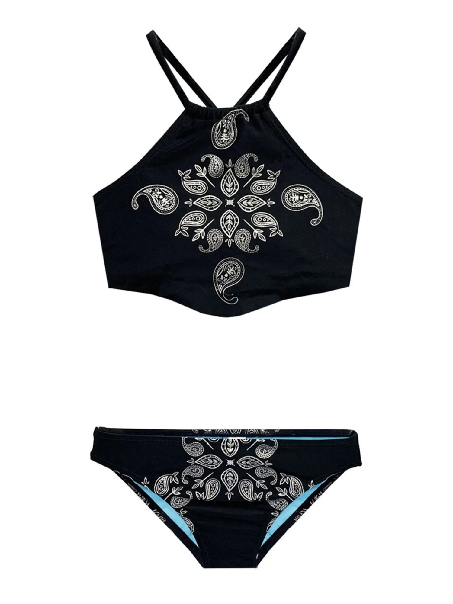 Roshini Foil Print Tankini Two Piece Swimsuit