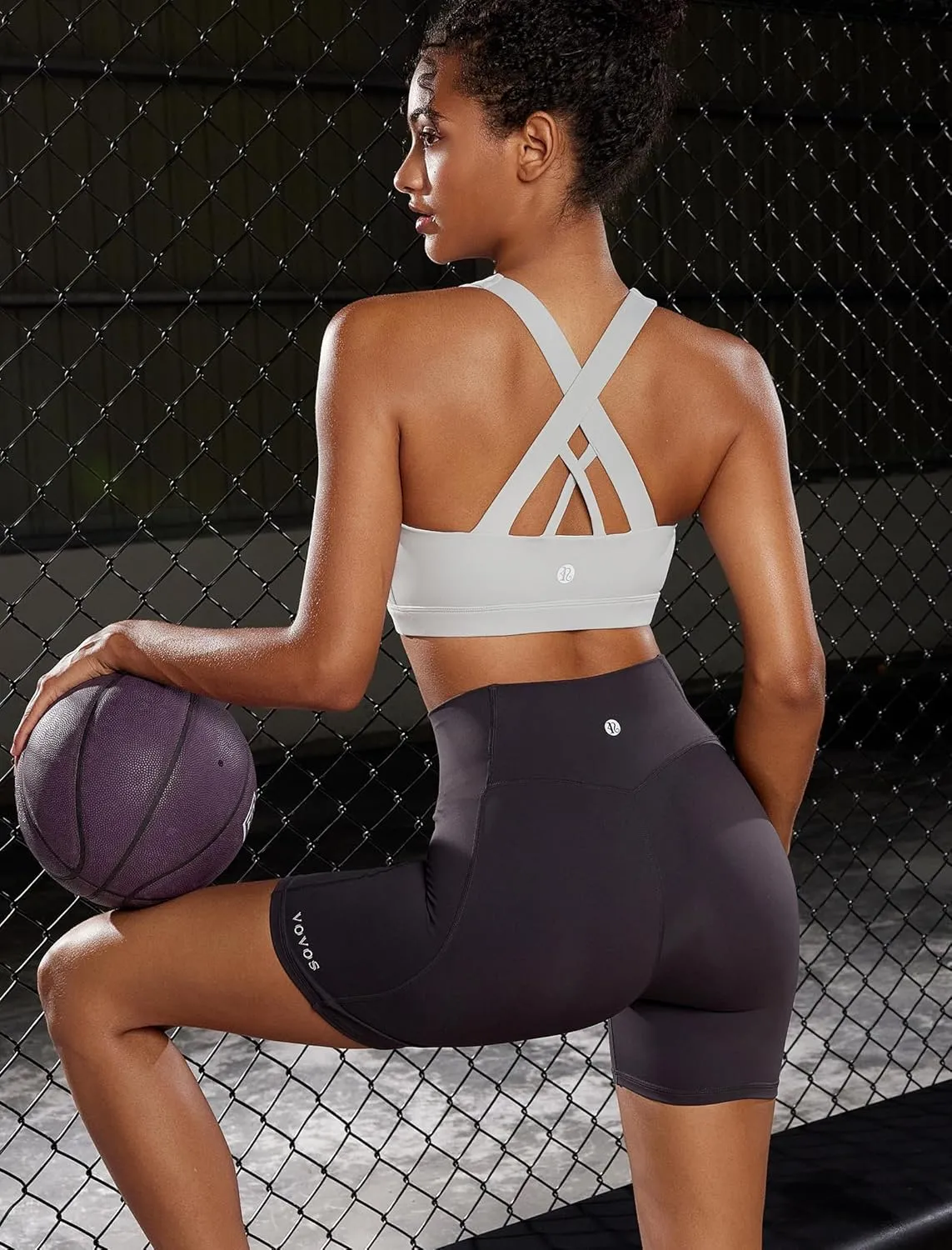 RUNNING GIRL Sports Bra for Women, Criss-Cross Back Padded Strappy Sports Bras Medium Support Yoga Bra with Removable Cups