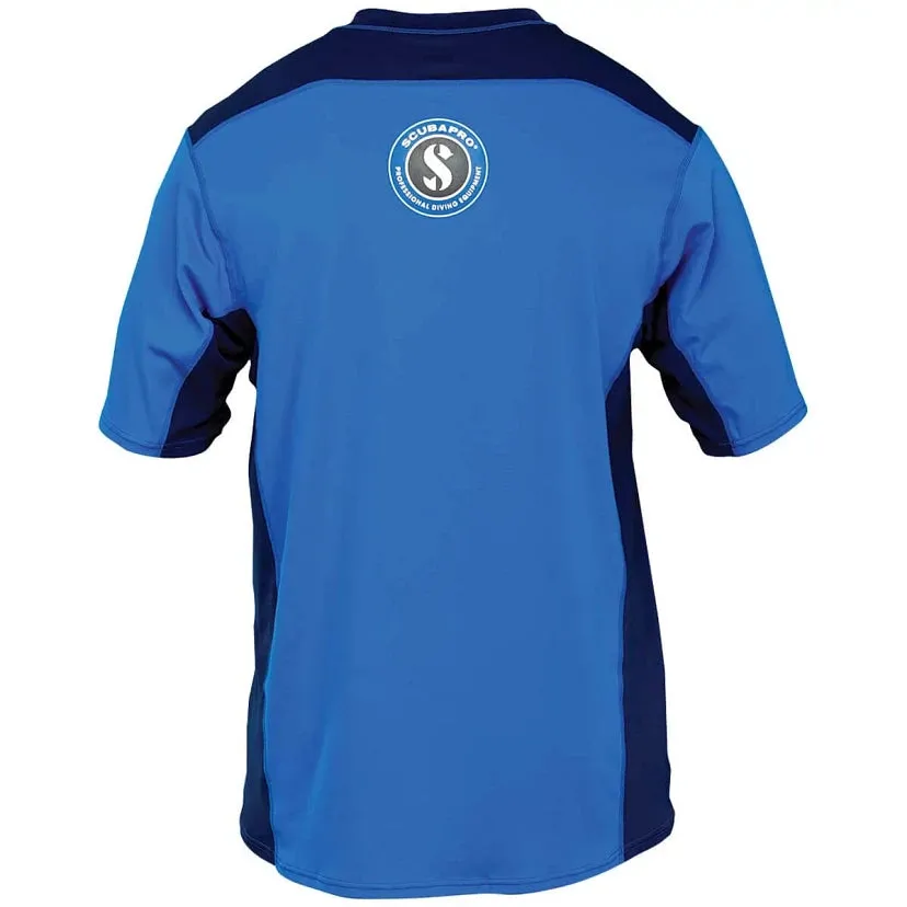 ScubaPro Aegean Rash Guard Mens, C-Flow, Short Sleeve (UPF50)- Blue