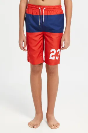 Senior Boys And Blue Red Board Shorts