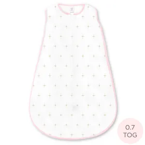 Soft Cotton Non-Weighted zzZipMe Sleeping Sack - Bella, Pink with Touch of Gold Shimmer