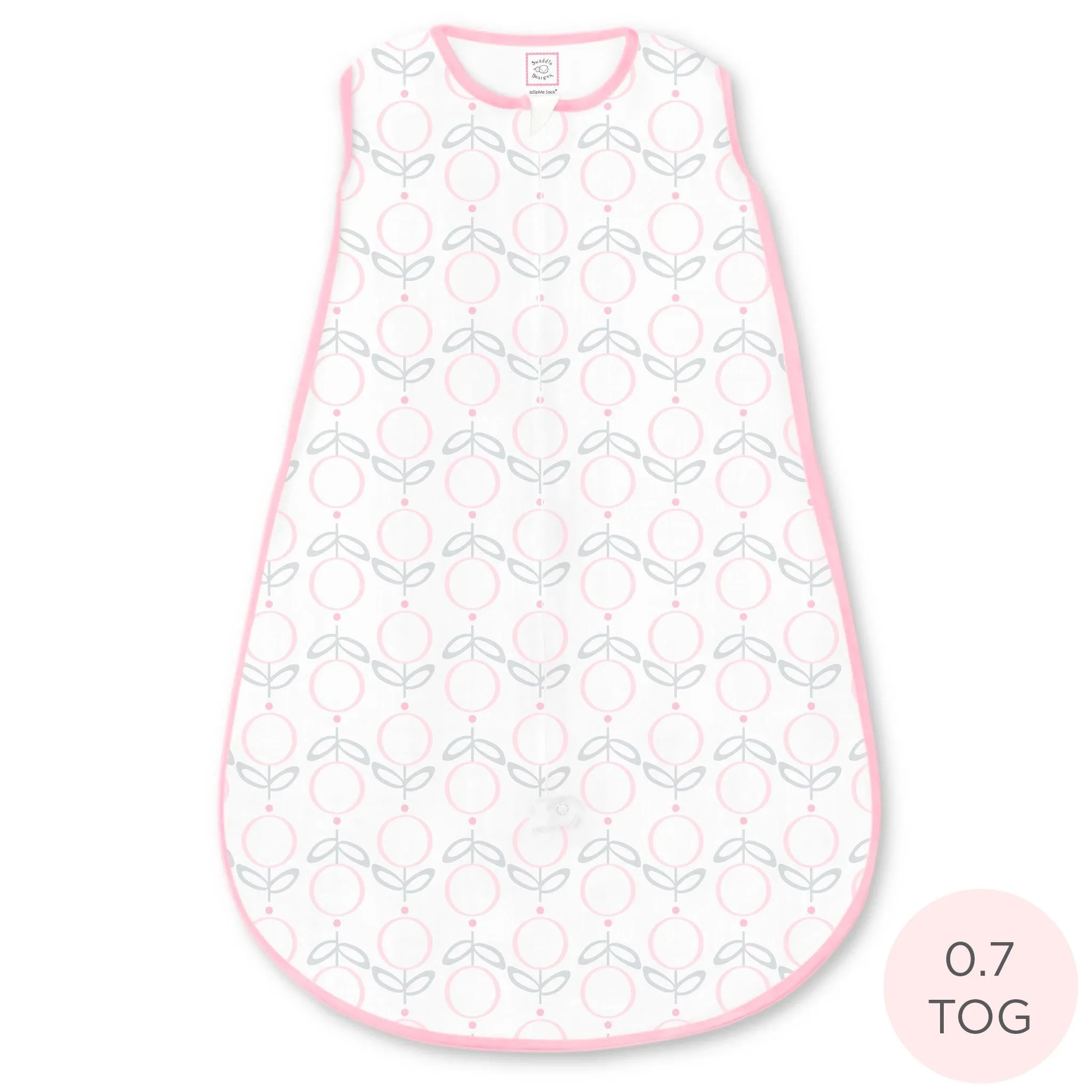 Soft Cotton Non-Weighted zzZipMe Sleeping Sack - Geo Floral, Pink