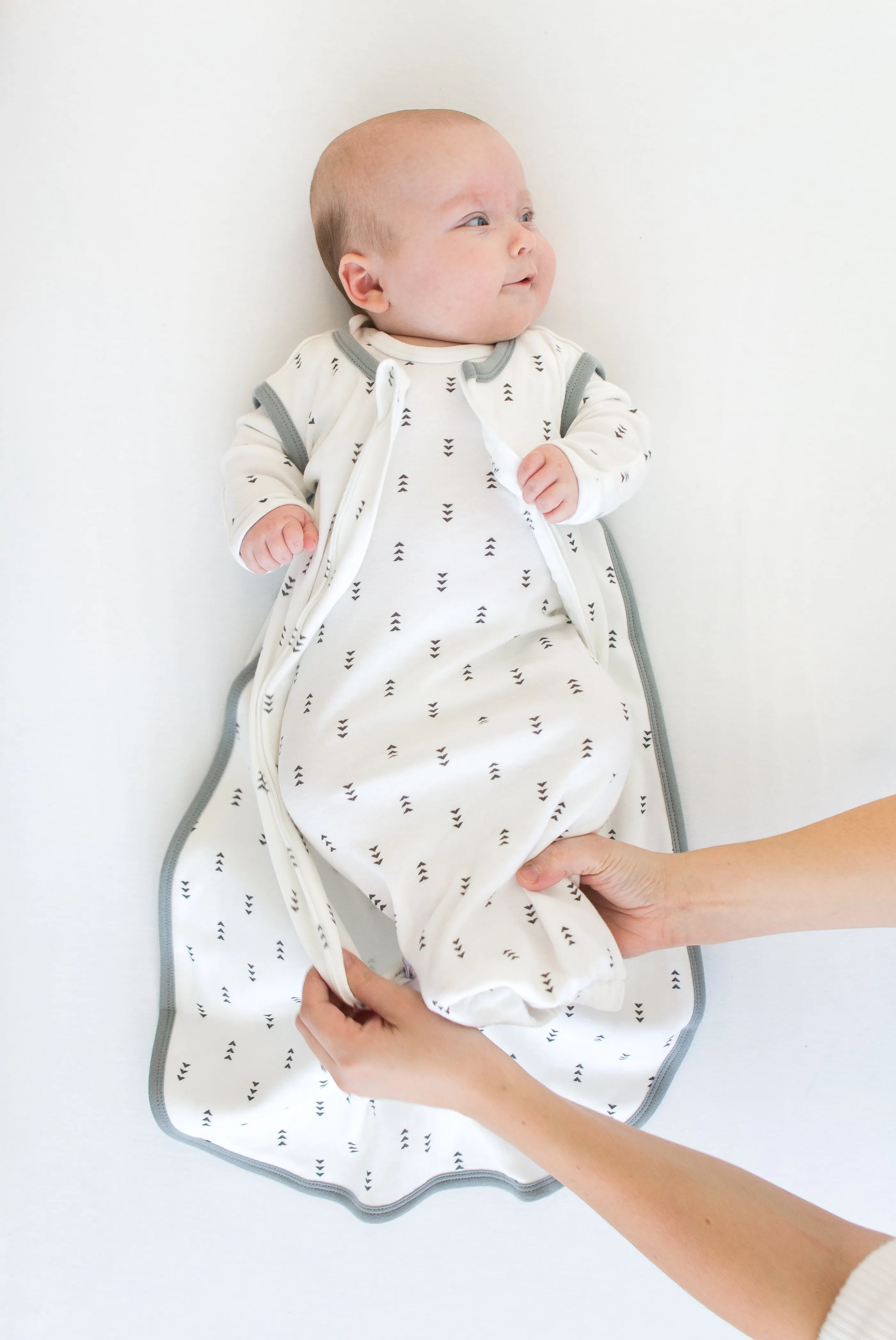 Soft Cotton Non-Weighted zzZipMe Sleeping Sack - Geo Floral, Pink